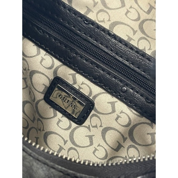 Guess Vintage Hobo Sequin Metal Logo Shoulder Bag Faux  Ostrich Leather  Y2K - Picture 8 of 13